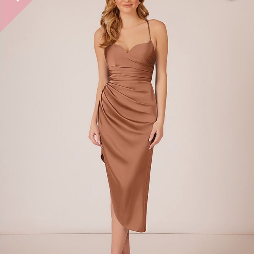 Azazie Satin Bronzer midi dress